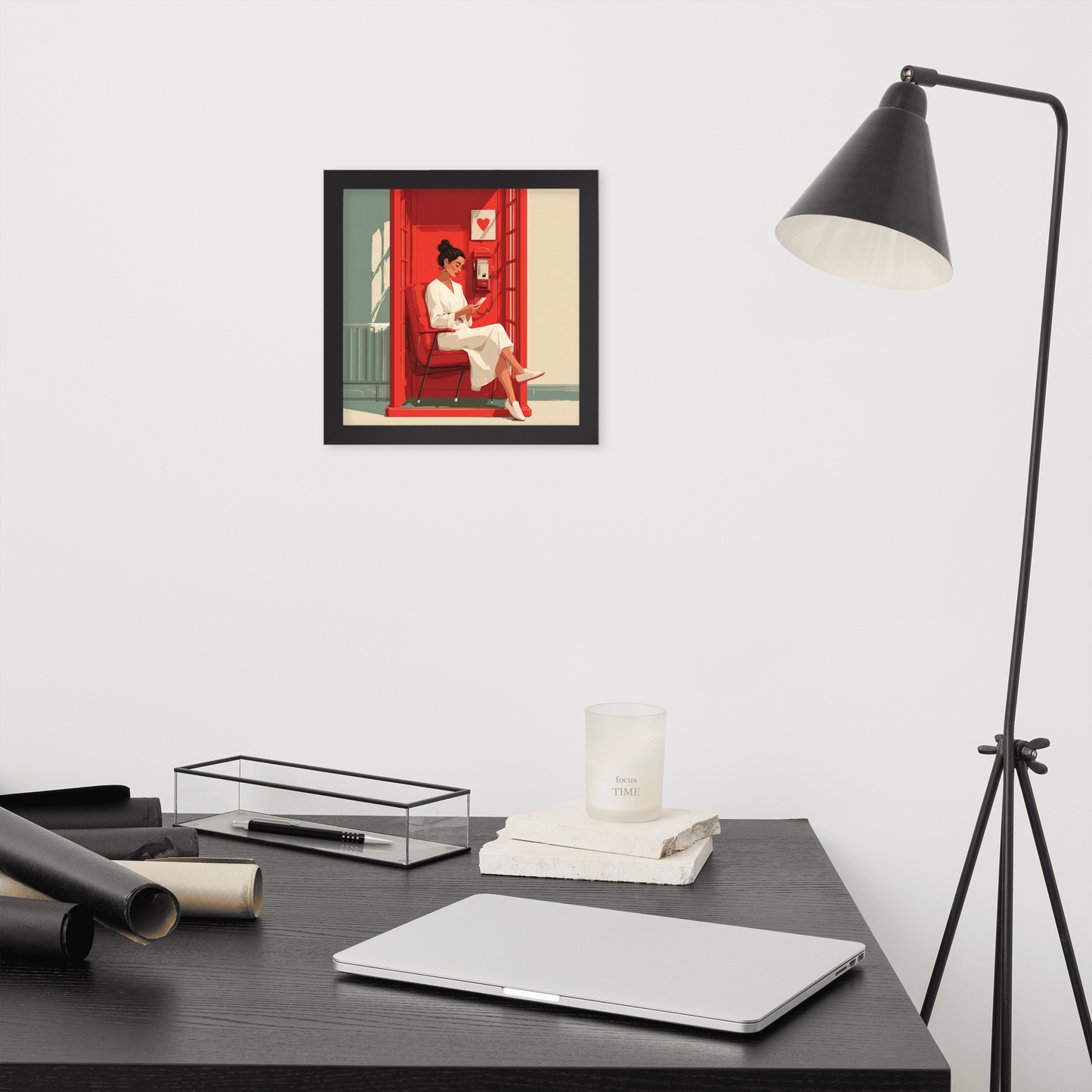 Phonebooth Solitude — Framed AI Portrait by Mike Lee