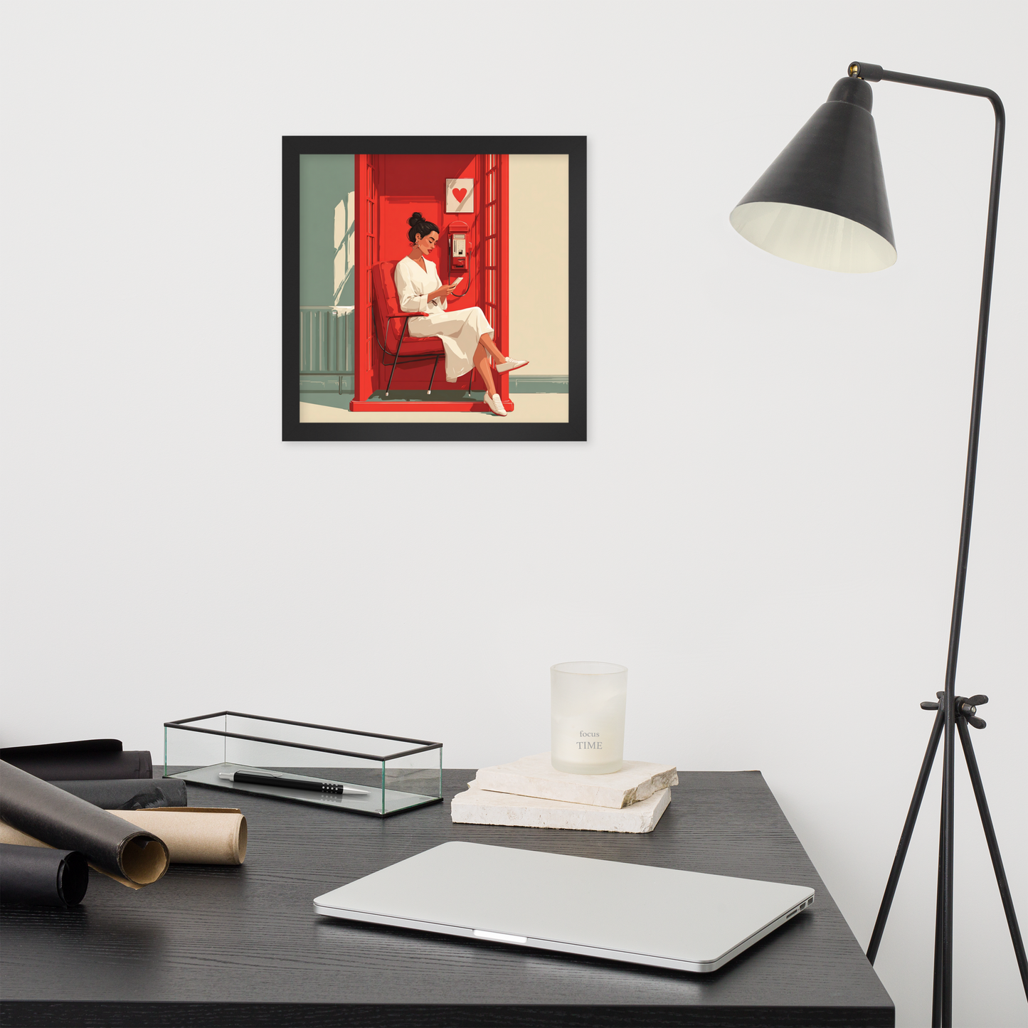 Phonebooth Solitude — Framed AI Portrait by Mike Lee