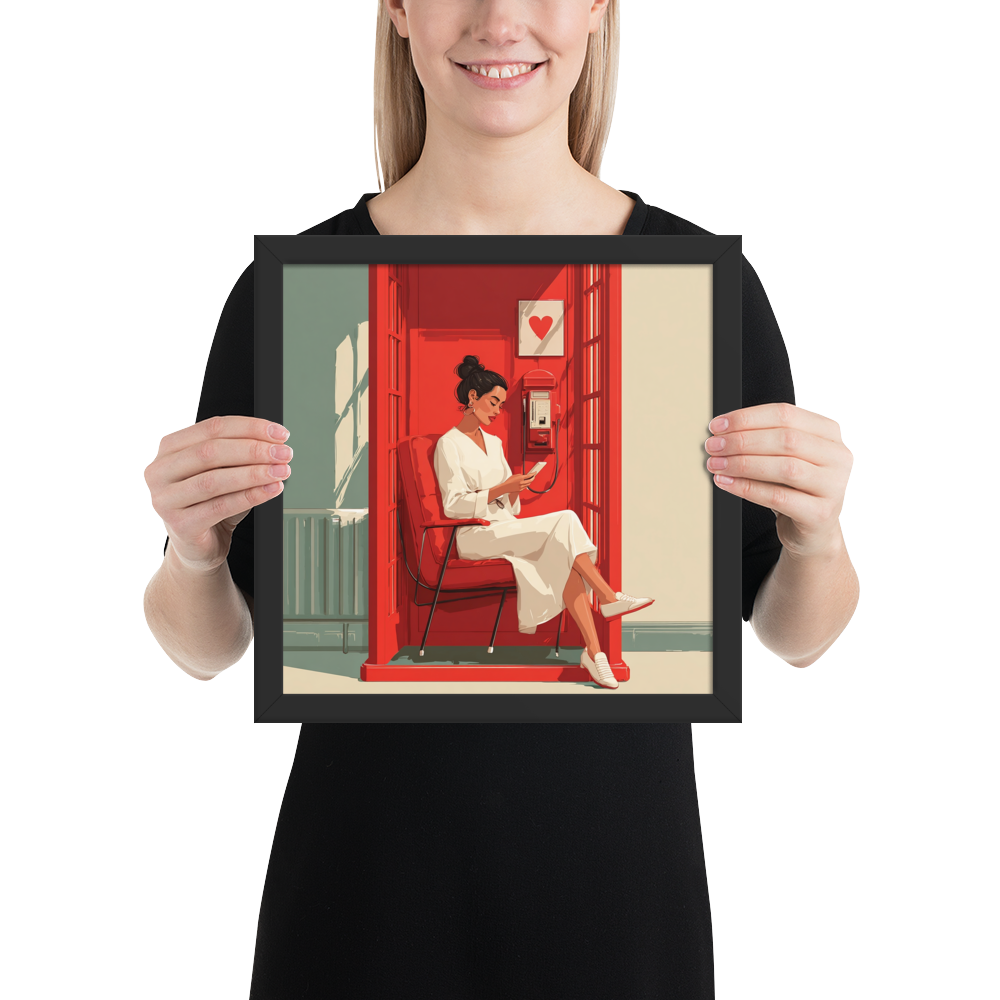 Phonebooth Solitude — Framed AI Portrait by Mike Lee