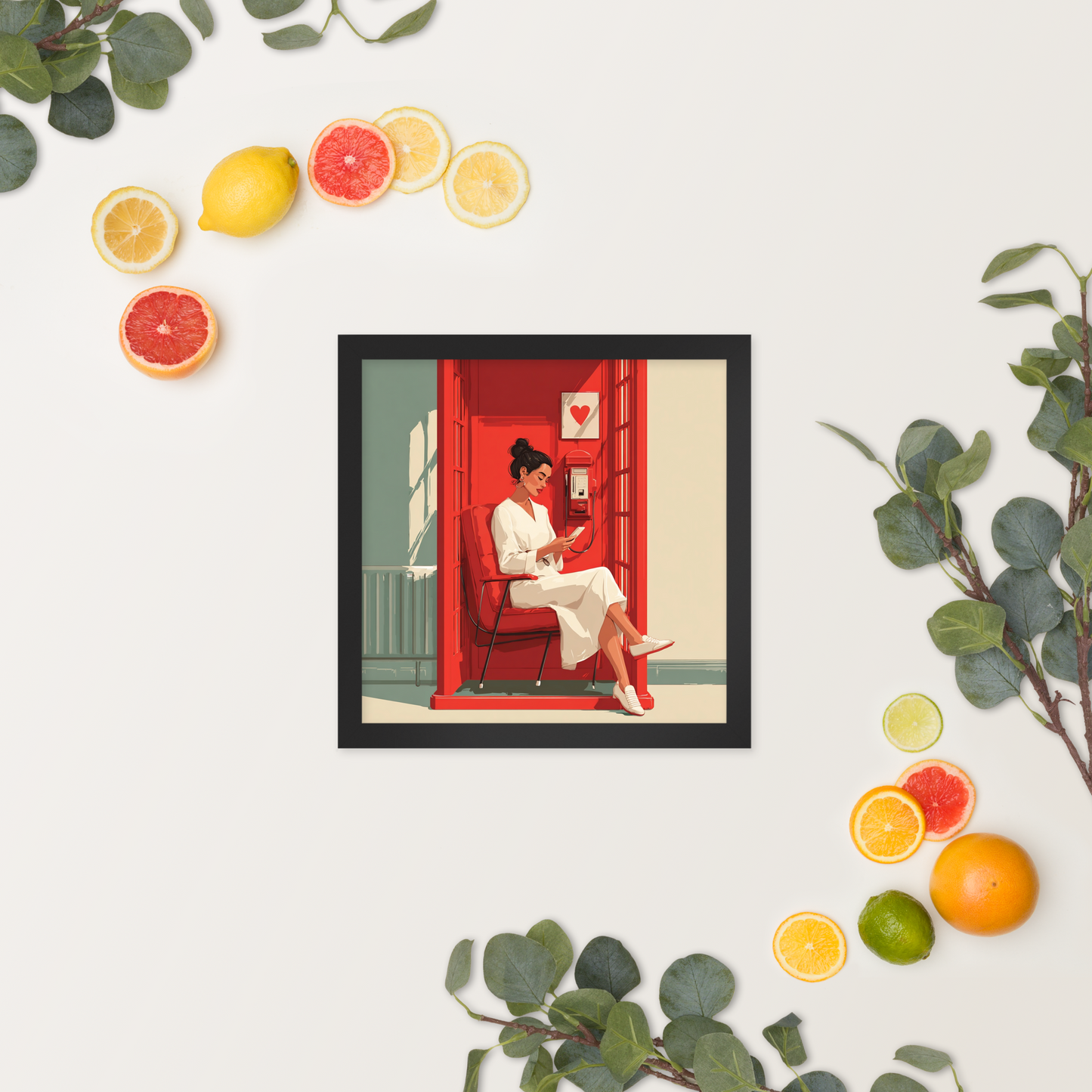 Phonebooth Solitude — Framed AI Portrait by Mike Lee