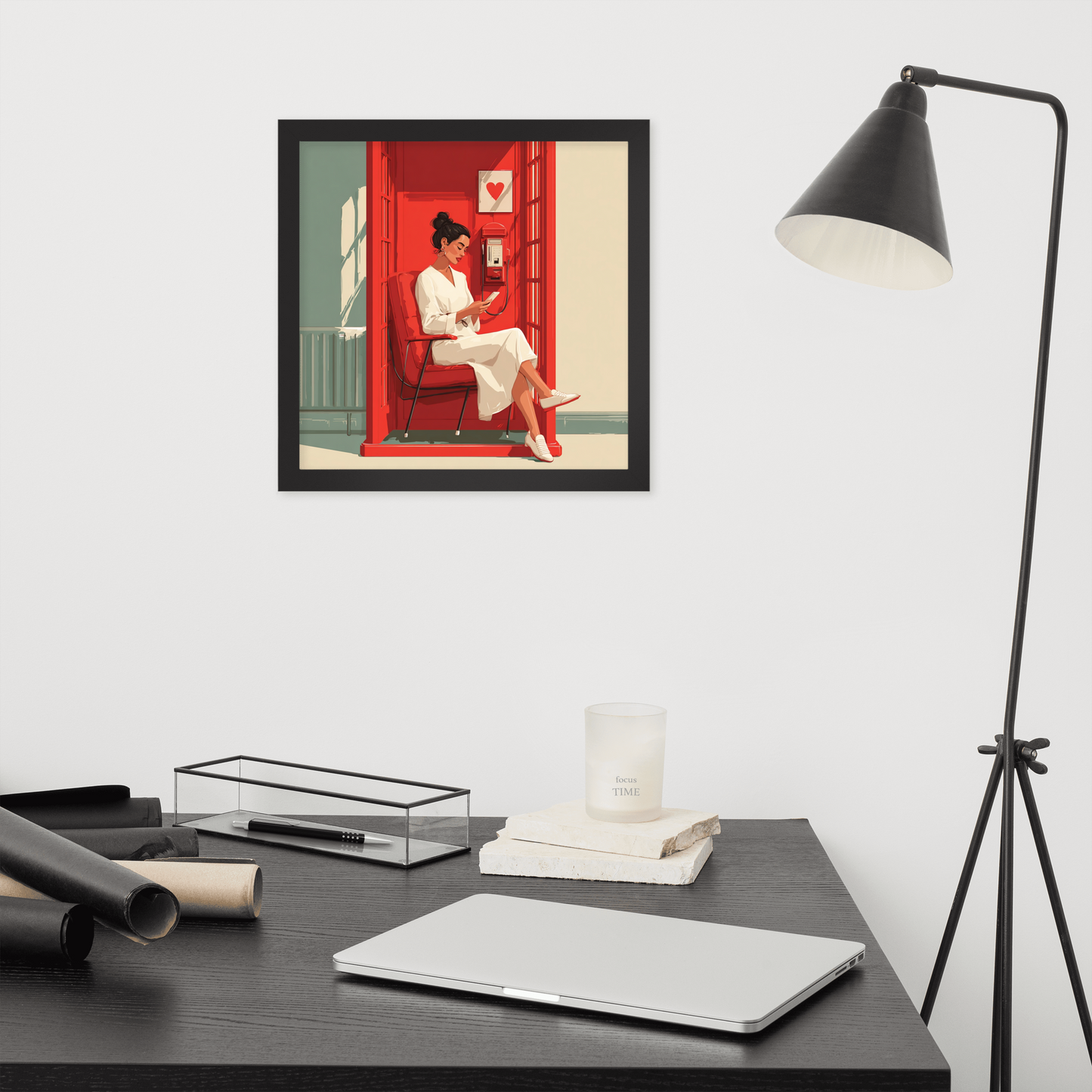 Phonebooth Solitude — Framed AI Portrait by Mike Lee