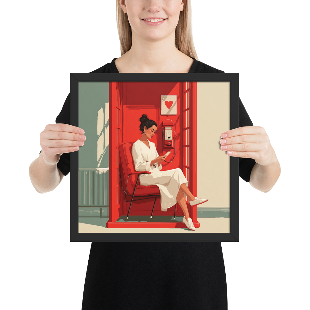 Phonebooth Solitude — Framed AI Portrait by Mike Lee