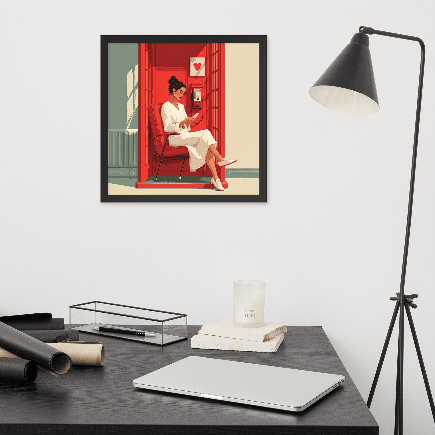 Phonebooth Solitude — Framed AI Portrait by Mike Lee