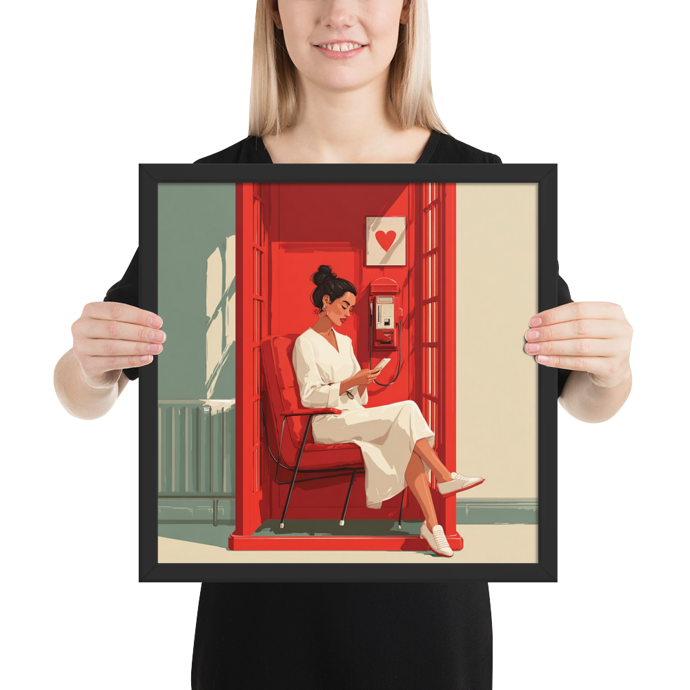 Phonebooth Solitude — Framed AI Portrait by Mike Lee