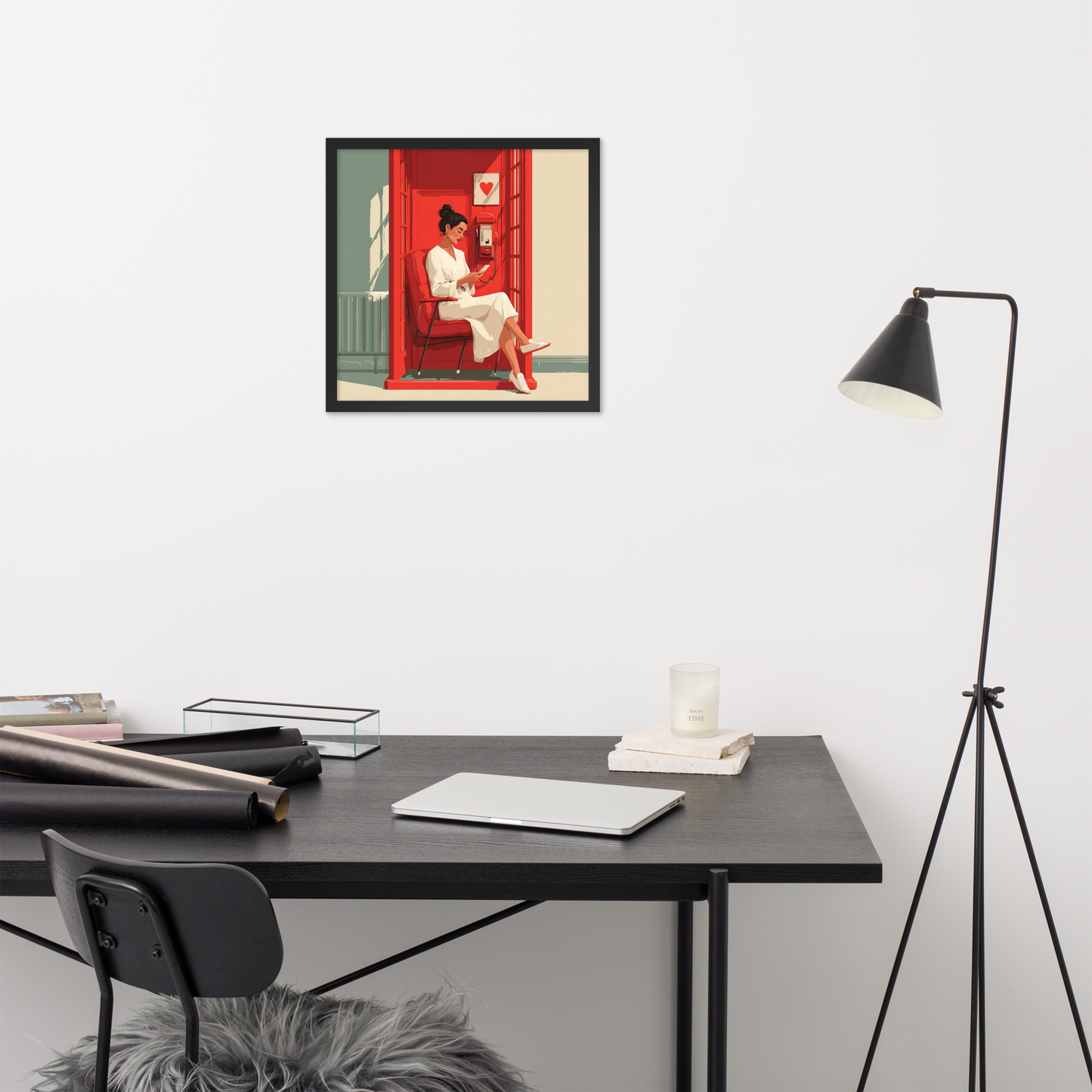 Phonebooth Solitude — Framed AI Portrait by Mike Lee