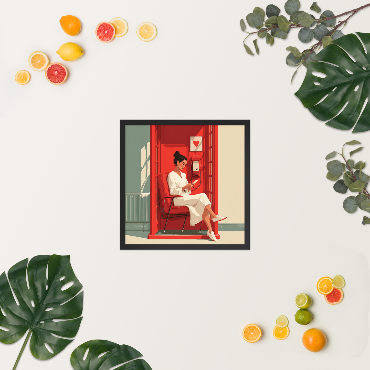 Phonebooth Solitude — Framed AI Portrait by Mike Lee