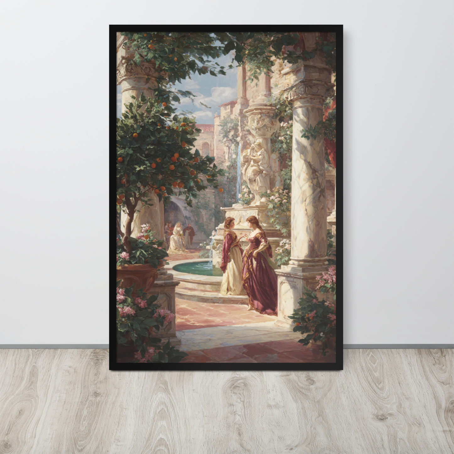 Serene Florence Garden – Framed Renaissance Art Poster | Italian Courtyard Wall Decor