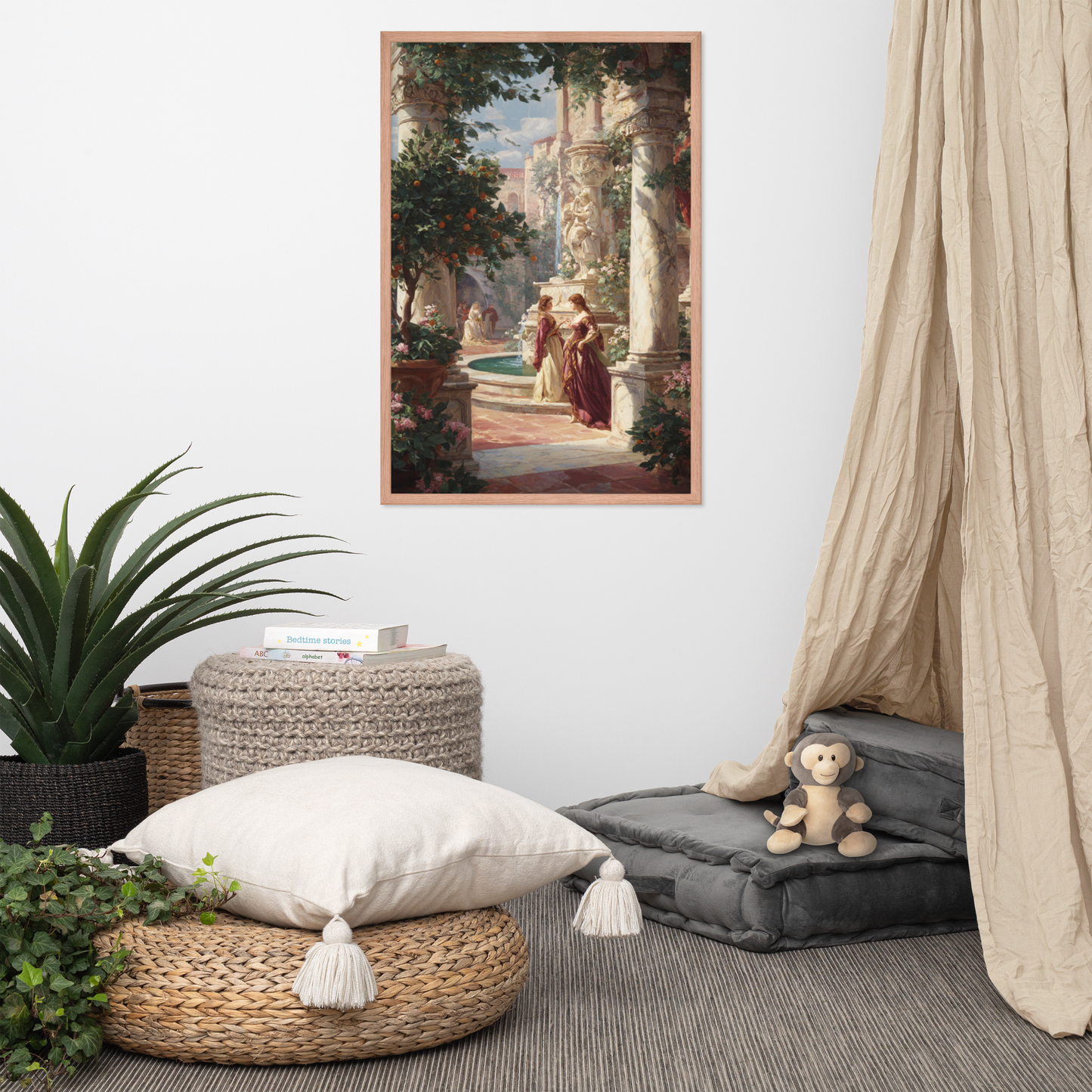 Serene Florence Garden – Framed Renaissance Art Poster | Italian Courtyard Wall Decor