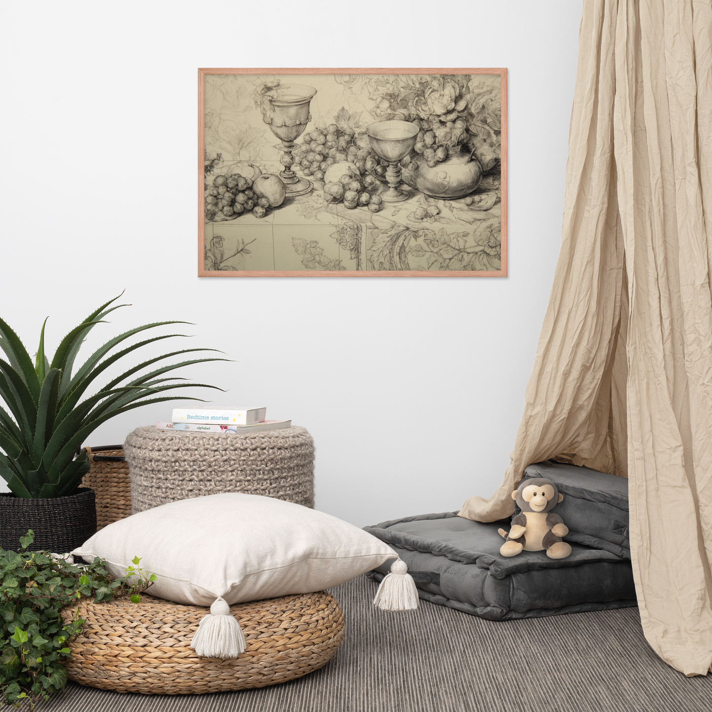 Italian Renaissance Drawing Series No.4 – Vines and Vessels of the Grand Table | Framed Art Poster