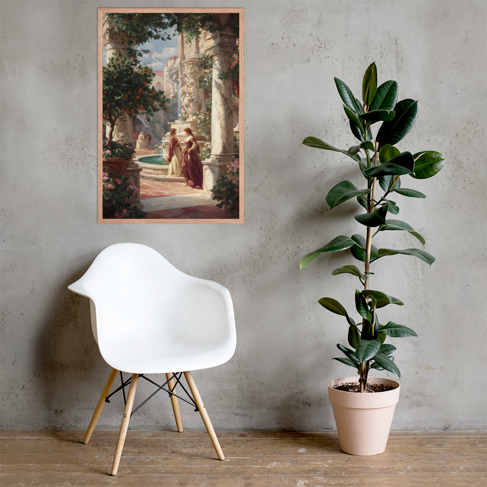 Serene Florence Garden – Framed Renaissance Art Poster | Italian Courtyard Wall Decor