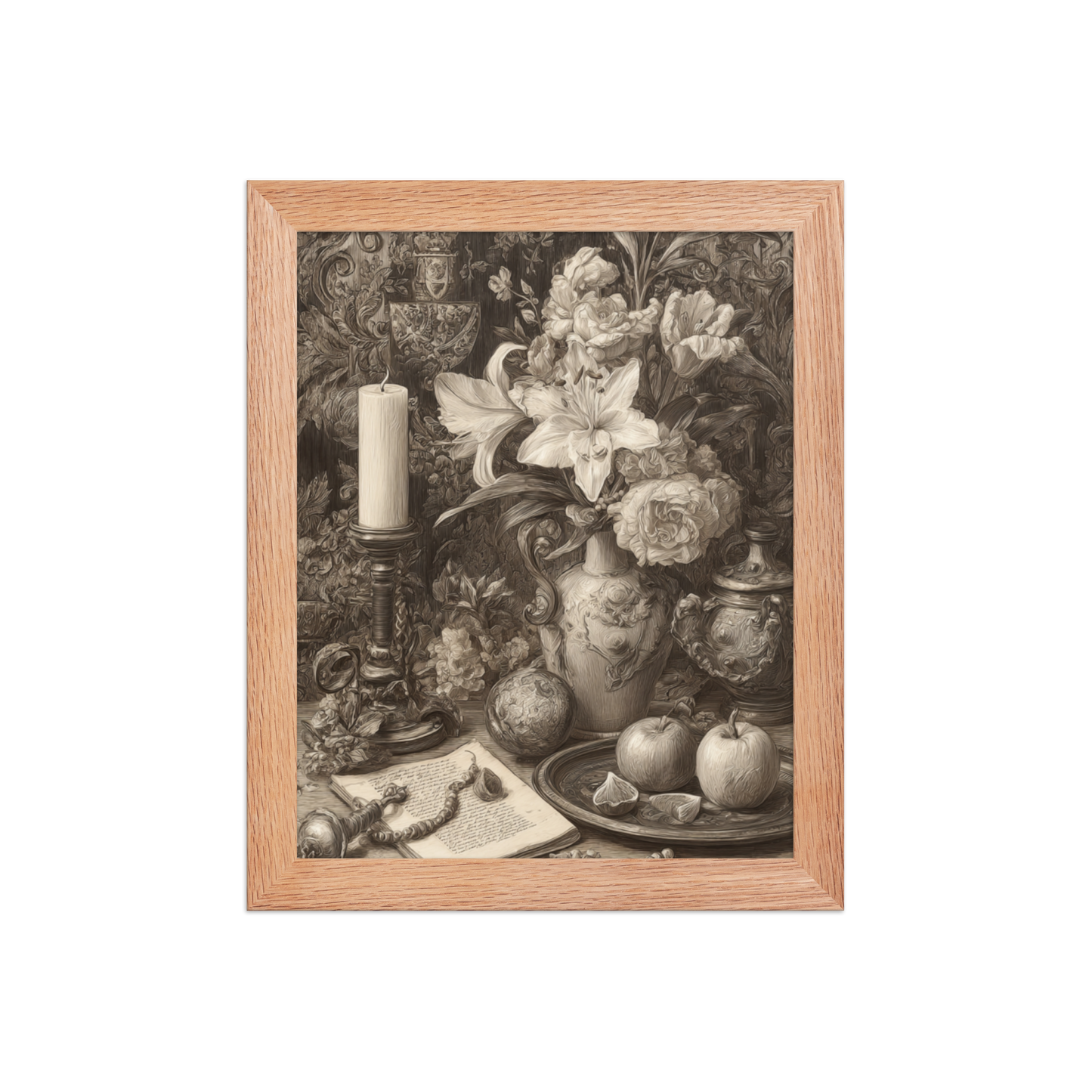 Golden Silence of the Renaissance – AI Generated Art Print | Vintage Still Life | Printable Wall Decor