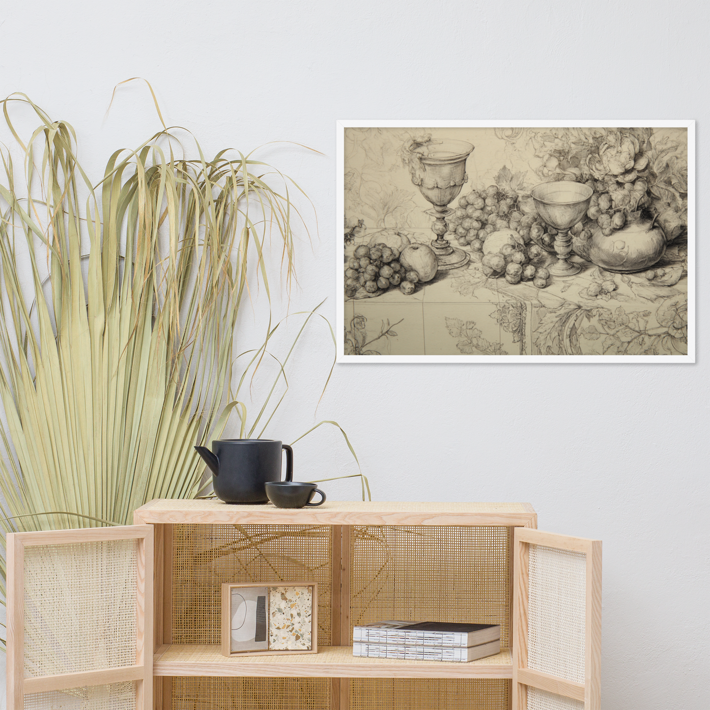 Italian Renaissance Drawing Series No.4 – Vines and Vessels of the Grand Table | Framed Art Poster