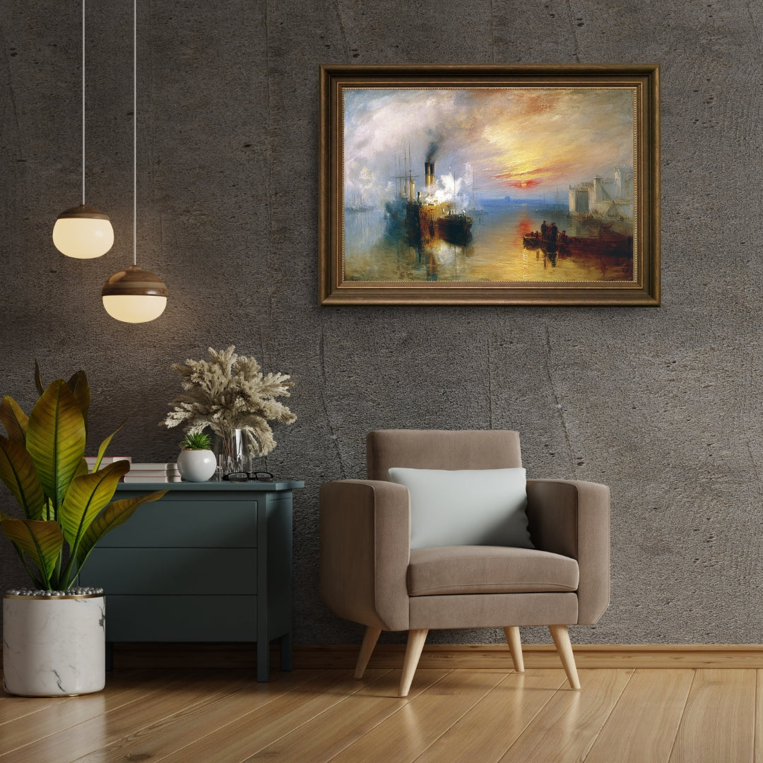 Harbor Sunset – Romantic Maritime Seascape Oil Painting | Digital Download Wall Art, Nautical Coastal Decor, Ocean Sunset Print