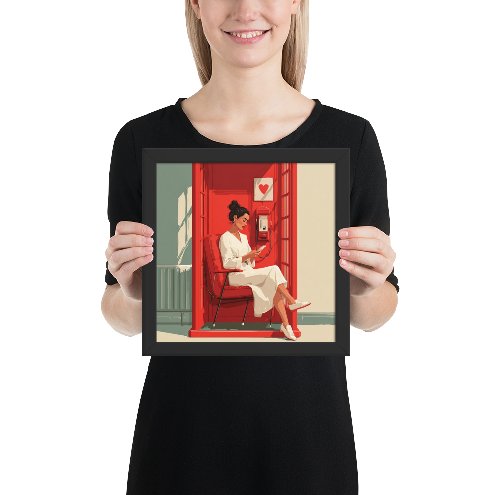 Phonebooth Solitude — Framed AI Portrait by Mike Lee