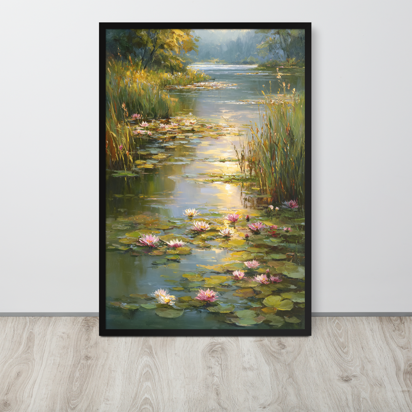 Summer Lotus Pond – Framed Nature Oil Painting Poster
