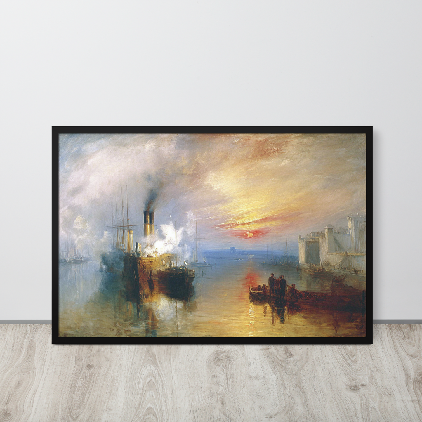 Harbor Sunset – Romantic Maritime Seascape Oil Painting | Digital Download Wall Art, Nautical Coastal Decor, Ocean Sunset Print