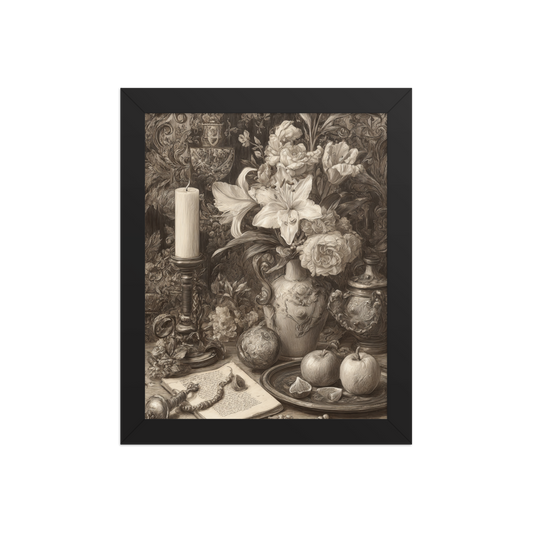 Golden Silence of the Renaissance – AI Generated Art Print | Vintage Still Life | Printable Wall Decor