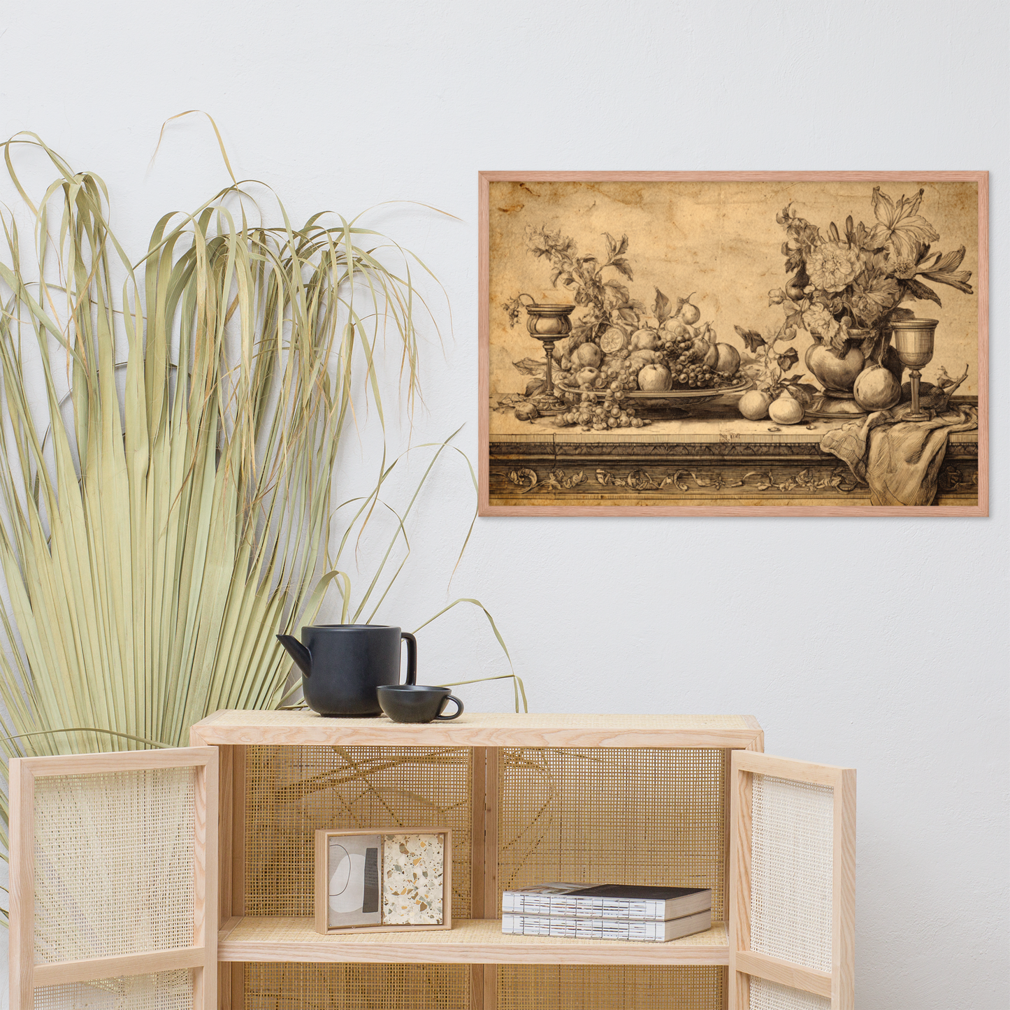 Italian Renaissance Drawing Series No.1 – Banquet of Grapes and Blossoms | Framed Art Poster