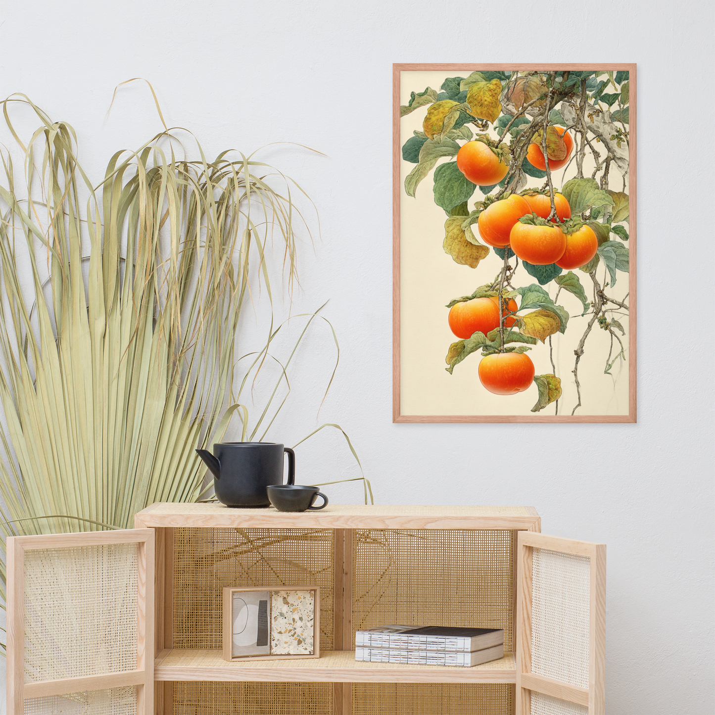 Gongbi Persimmons of Peace – Framed Autumn Fruit Wall Art Print
