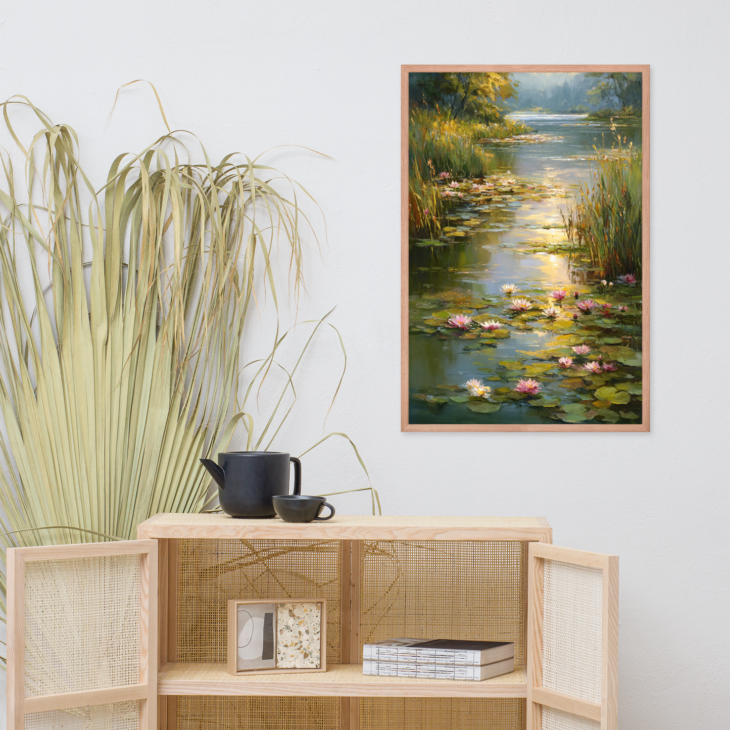 Summer Lotus Pond – Framed Nature Oil Painting Poster