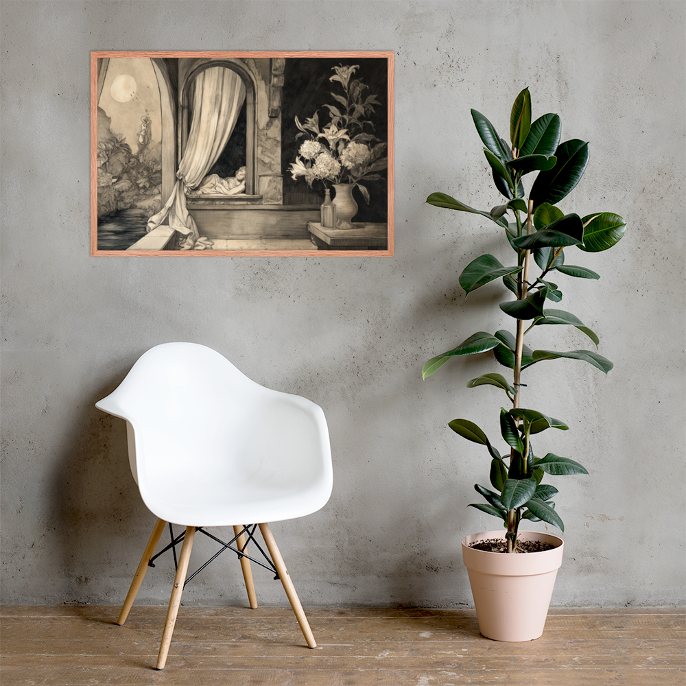 Silent Court Reverie – Framed Renaissance Sketch Art Poster