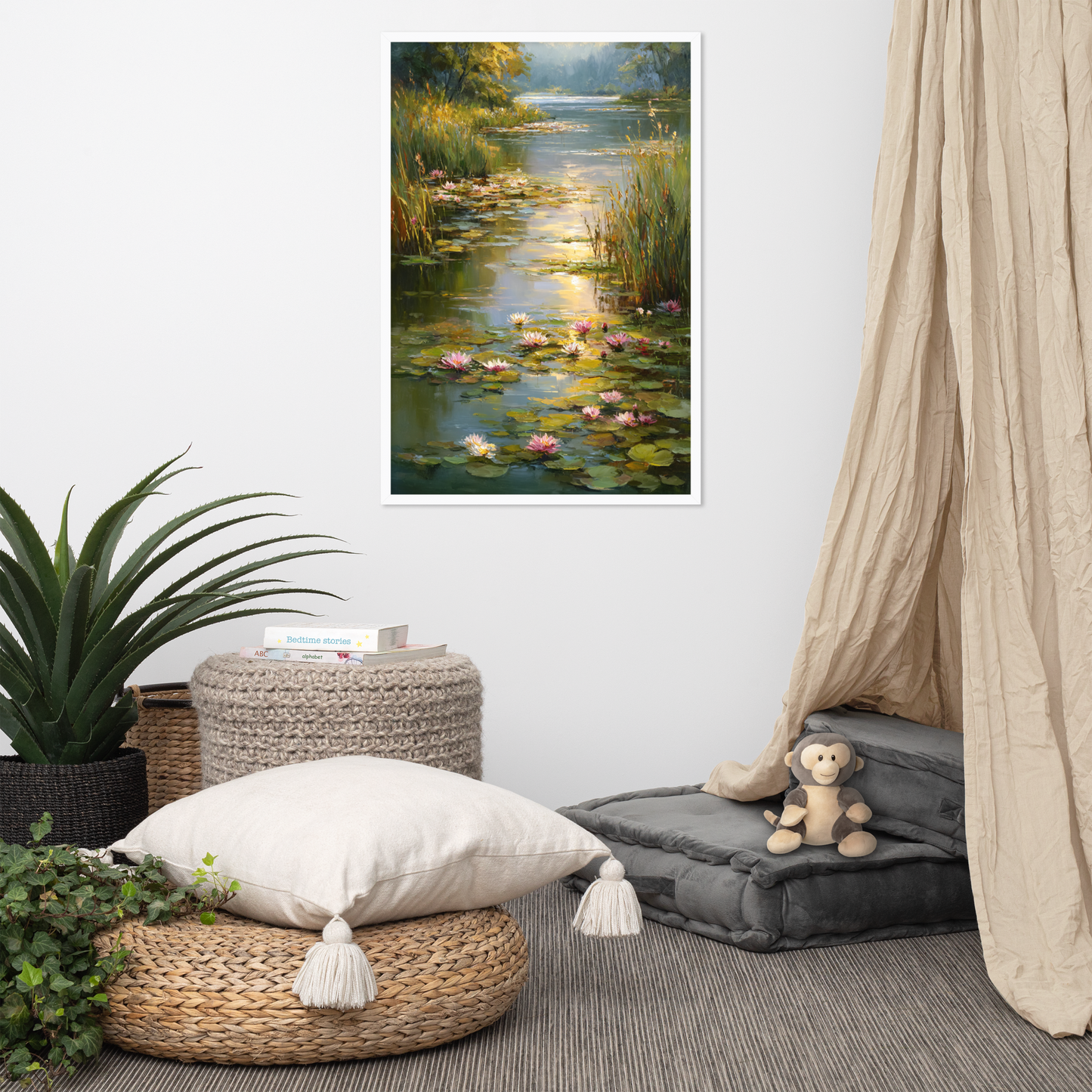 Summer Lotus Pond – Framed Nature Oil Painting Poster